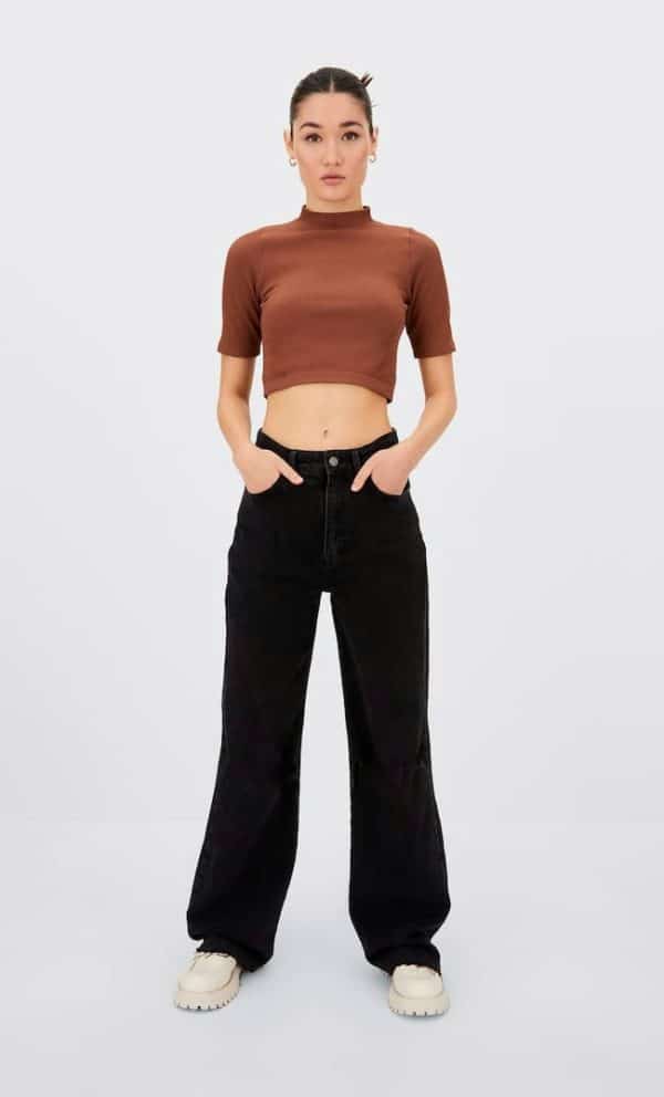 Black Wideleg Slouchy