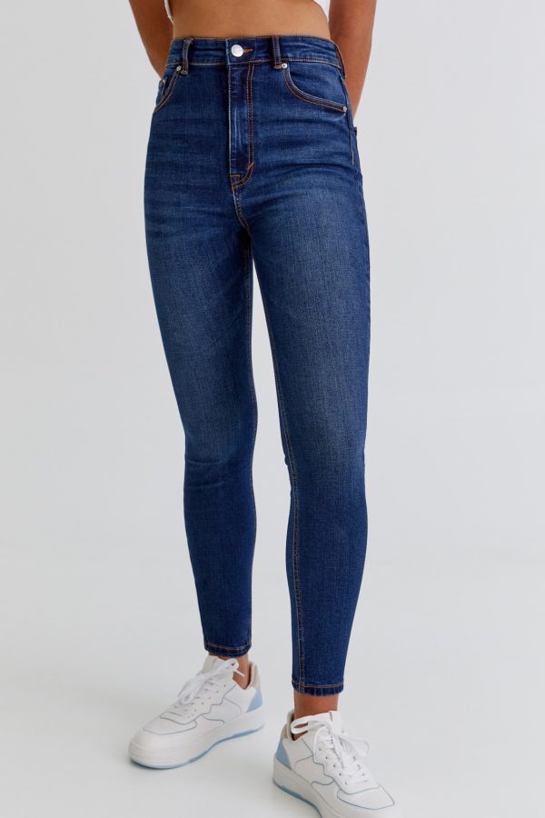 Dark Blue Skinny High-waist