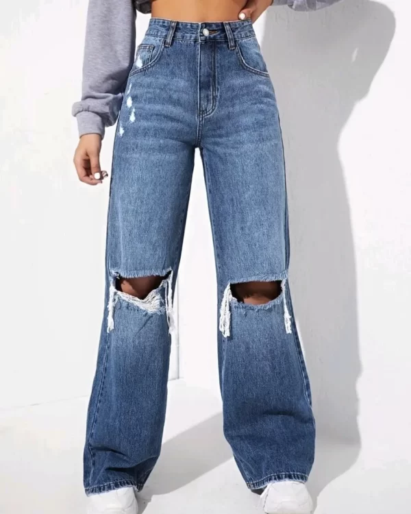 Ripped shein straight leg
